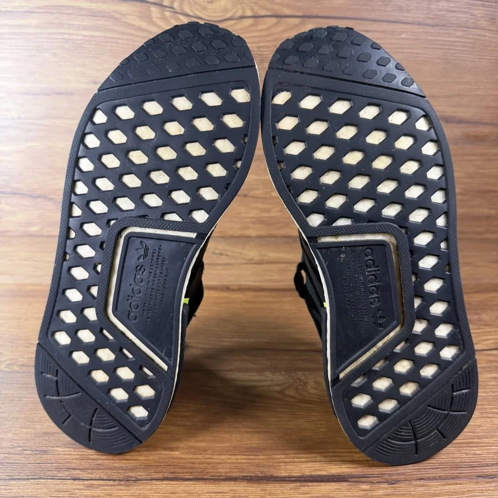 Adidas NMD R1 Athletic Sneakers Men’s Size‎ 7 Black Neon Shoes
